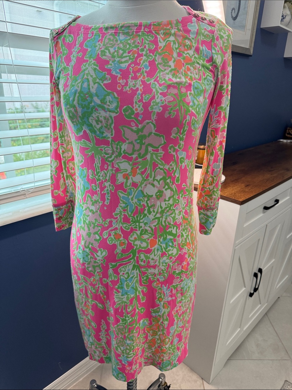Lilly Pulitzer Floral Pink Boatneck Shift Dress